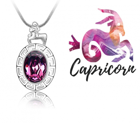 Colier Horoscop - Capricorn purple cu cristale si placat cu aur [0]