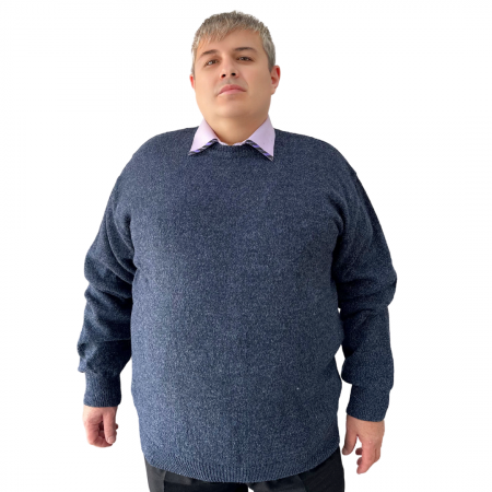 Fashion - Pulover bărbați serie mare Battal din lână, clasic la baza gatului, bleomarin TRH.8628-mLACI
