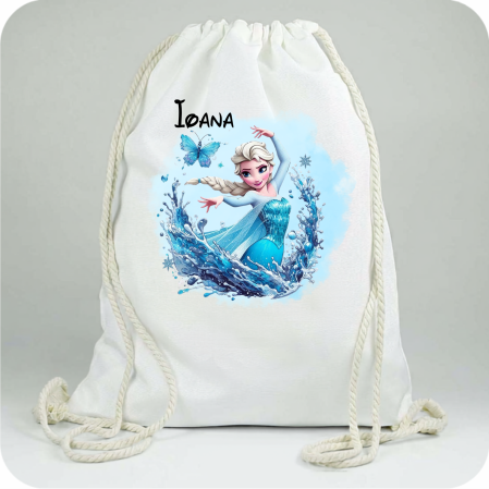 Saculet personalizat cu nume şi personaj Frozen –pentru grădiniță, școală sau aniversare [1]