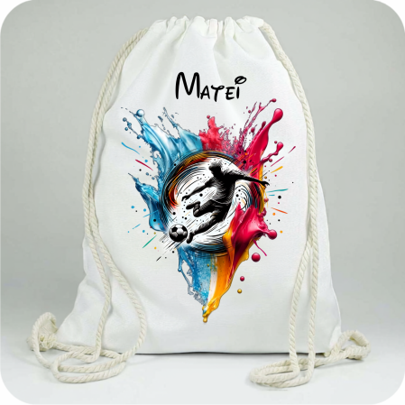 Saculet personalizat cu nume şi personaj Fotbal–pentru grădiniță, școală sau aniversare [1]