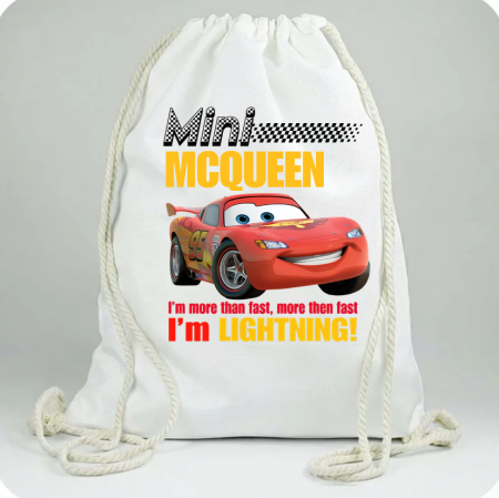 Saculet personalizat cu nume şi personaj McQueen–pentru grădiniță, școală sau aniversare [1]