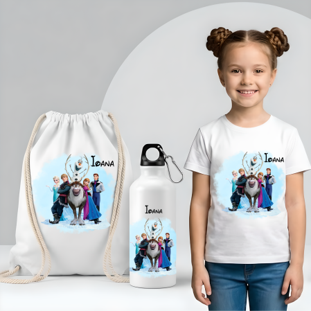 Saculet personalizat cu nume şi personaj Frozen –pentru grădiniță, școală sau aniversare [1]