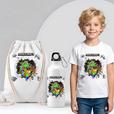 Saculeti personalizati - Saculet personalizat cu nume şi personaj Minecraft pentru grădiniță sau școală