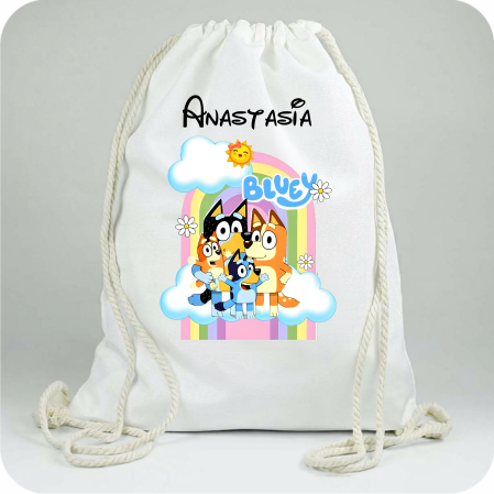 Saculeti personalizati - Săculeți Personalizați cu  Bluey pentru Școală și Grădiniță | Cu Nume Copil | e-Cadou
