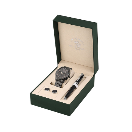 Ceasuri - Santa Barbara Polo Gift Set - Ceas Barbatesc Quartz Antracit SB.1.10678-5