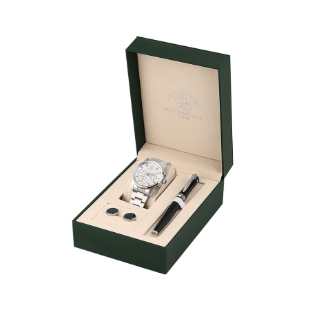 Ceasuri - Santa Barbara Polo Gift Set - Ceas Barbatesc Quartz Argintiu SB.1.10678-1