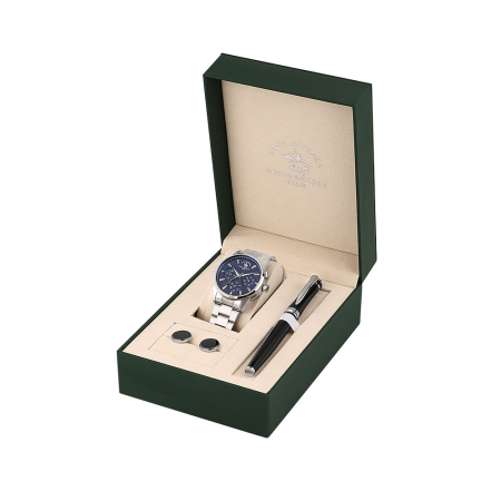 Ceasuri - Santa Barbara Polo Gift Set - Ceas Barbatesc Quartz Argintiu SB.1.10678-3