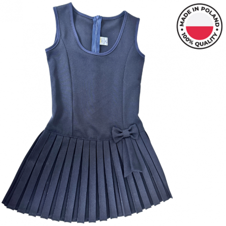Sarafan scolar plisat pentru fete, model elegant cu pliuri, bleumarin, productie Polonia, SP103 [0]