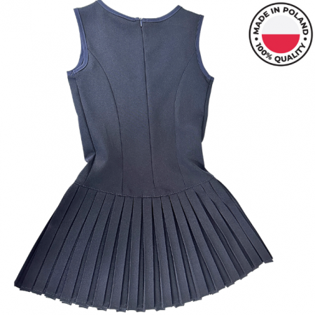 Sarafan scolar plisat pentru fete, model elegant cu pliuri, bleumarin, productie Polonia, SP103 [1]