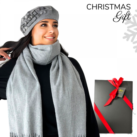 Set 2in1 Caciula de dama stil bereta cu esarfa asortata, marime universala, BM22.02-1507G, Rabionek [0]