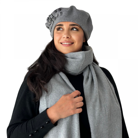 Set 2in1 Caciula de dama stil bereta cu esarfa asortata, marime universala, BM22.02-1507G, Rabionek [1]