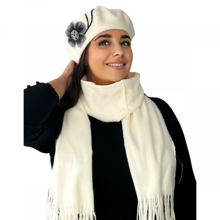 Set 2in1 Caciula de dama stil bereta cu esarfa asortata, marime universala, BM22.03-1507I, Rabionek [1]