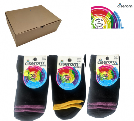 Set 3 perechi sosete femei din bumbac şi elastan, Ciserom 226ND, negre [0]