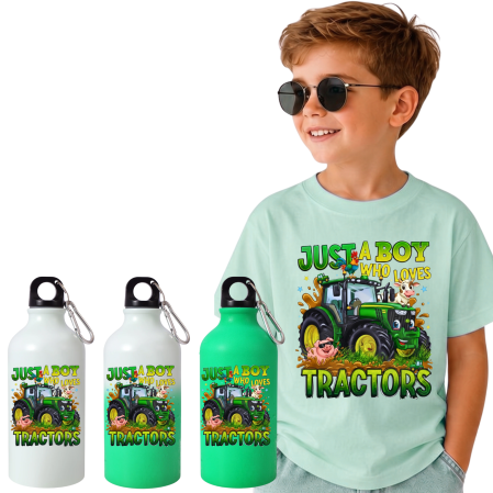 Sticla de apa personalizata - Set Back to School Tricou + Bidon de apa termosensibil la rece pentru copilul tău