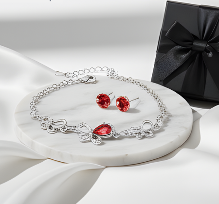 Bratari cu cristale - Set Bratara cu cristale si cercei asortati, placate cu aur 18K