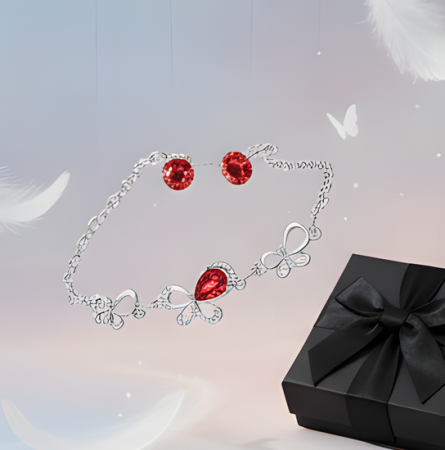 Set Bratara cu cristale si cercei asortati, placate cu aur 18K [1]