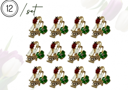Bijuterii - Set Brose Cos cu Ghiocel si gargarita  3x3 cm  BR23.064