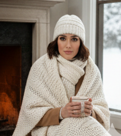 Set Caciula si fular HONEY ivory, caciula dublata în interior HB14 [1]