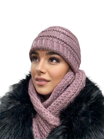 Set Caciula si fular HONEY mov , caciula dublata în interior HB114 [3]