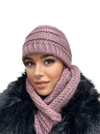 Set Caciula si fular HONEY mov , caciula dublata în interior HB114 [2]