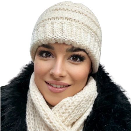 Set Caciula si fular HONEY ivory, caciula dublata în interior HB14 [1]