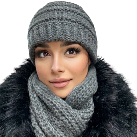 Set Caciula si fular HONEY gri inchis, caciula dublata în interior HB12 [1]