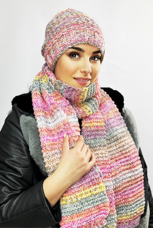 Set Caciula si fular impletite, calduroase din lana, caciula cu polar în interior AMELIA multicolor, Polonia [2]