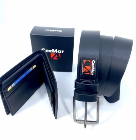 Set cadou bărbați Portofel și Curea de pantaloni din piele CEZMAR, culoare negru,G106.4N [3]