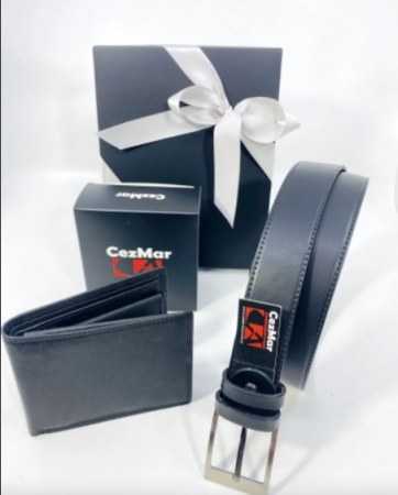 Set cadou bărbați Portofel și Curea de pantaloni din piele CEZMAR, culoare negru, P3-40N-1373 [5]