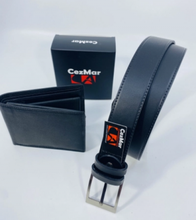 Set cadou bărbați Portofel și Curea de pantaloni din piele CEZMAR, culoare negru, P3-40N-1373 [3]
