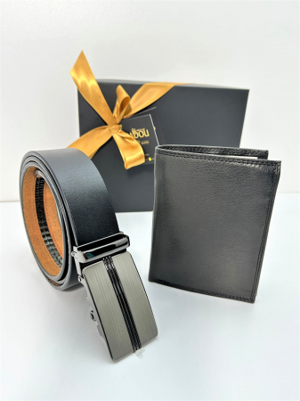 Set cadou elegant pentru barbati cu Portofel de piele si Curea automata N507 120cm [0]