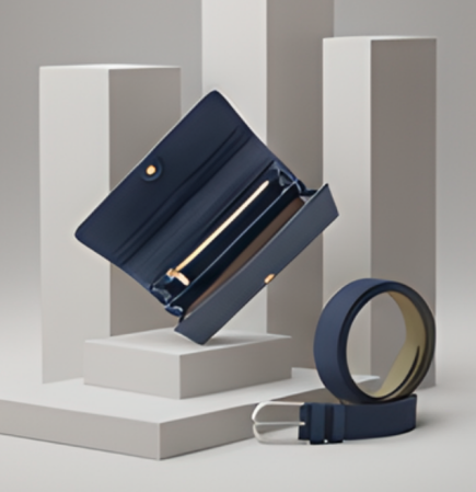 Set cadou femei Portofel si Curea de piele naturala 100% produs in Romania, albastru 3cm ,SRN_ALCB03 [4]