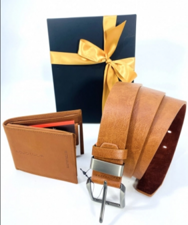 Set cadou pentru bărbați Portofel de piele și Curea maro Coffee A786_PHM1226 [3]