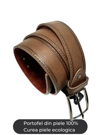Set cadou Portofel din piele 100% si Curea piele ecologica maro inchis, LY1531_1379DB [1]
