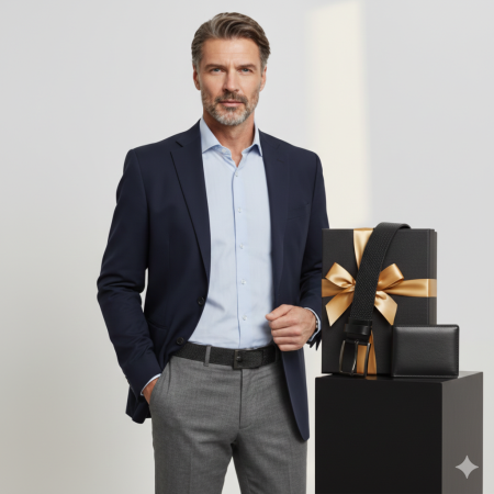 Seturi cadou pentru EL - Set cadou Portofel din piele naturala si Curea din piele ecologica A-2185-4N, latime curea 3.5cm, e-CADOU