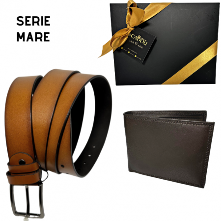 Fashion - Set cadou Portofel din poiele naturala si Curea de barbati neagra, serie mare battal, A702-4.M_1123