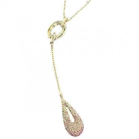 Valentine's Day - Colier cu cristale SWEET SHARP rose  placat cu aur galben