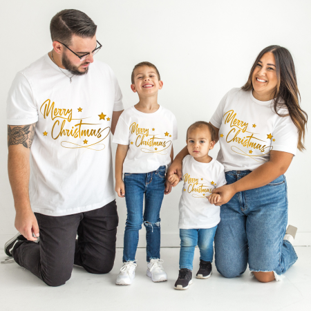 Tricouri personalizate Family - Set de tricouri personalizate Family mama, tata  si copii cu tematica de Craciun,  Craciun Fericit  1724