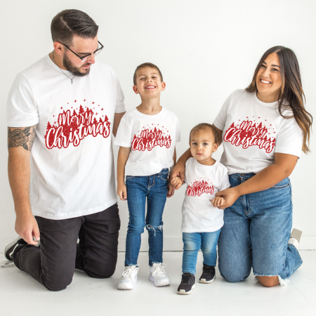 Tricouri personalizate Family - Set de tricouri personalizate Family mama, tata  si copii cu tematica de Craciun,  Craciun Fericit 1720