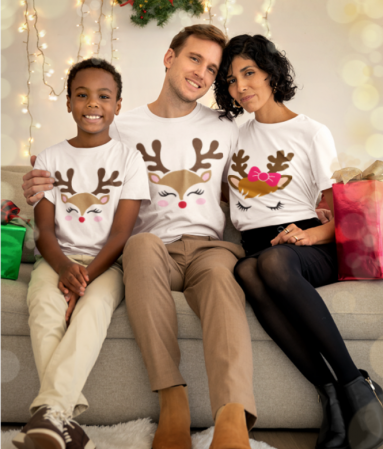 Set de tricouri personalizate Family mama, tata  si copii cu tematica de Craciun, Happy Rudolf [1]
