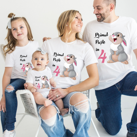 Cadouri aniversare - Set de tricouri personalizate Family mama, tata  si copii cu tematica  Primul PASTE PP113