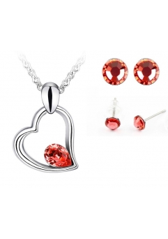 Bijuterii - Set bijuterii Sweet Leaf cu cristale purple, placat cu aur 18K si garantie 6 luni