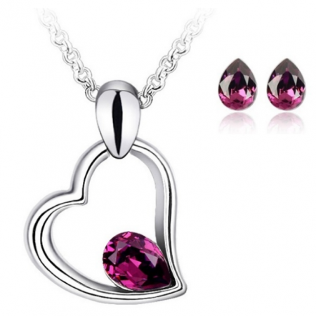 Set EXPENSIVE HEART purple cu elemente swarovski, garantie 6 luni [1]