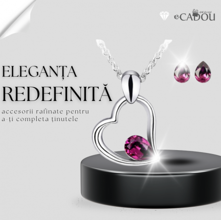 Set EXPENSIVE HEART purple cu elemente swarovski, garantie 6 luni [3]