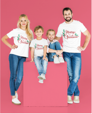 Set tricouri Family mama tata  si copil cu tematica de Craciun Merry Christmas, pentru un Craciun de poveste [1]