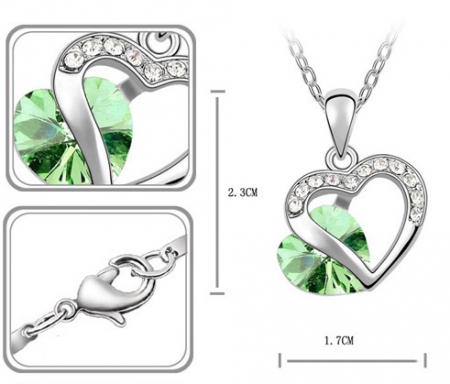 Set BEAUTIFULL HEART verde- green peridot cu cristale [1]