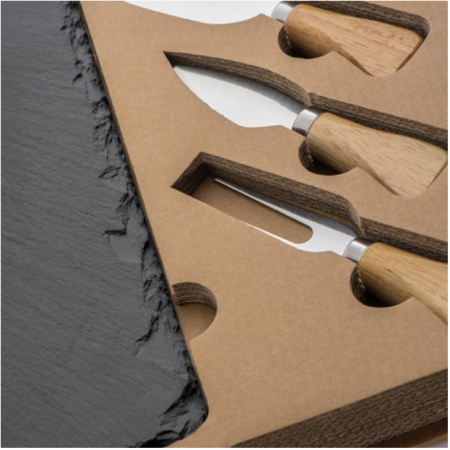 Set pentru cascaval, impachetat in cutie din carton robust, cu placa de ardezie si cutite din inox [3]