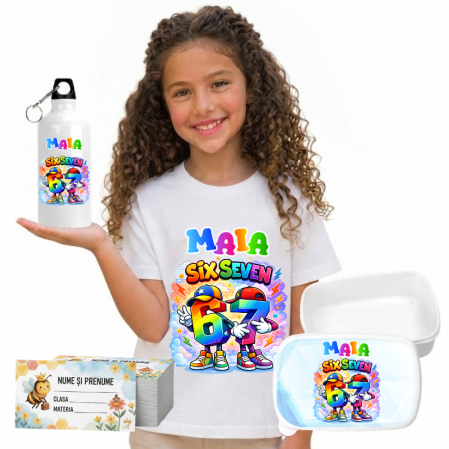 Seturi Complete Back to School - Set Promo Back to School 67 Six Seven– Tricou + Cutie + Bidon Personalizat pentru copilul tău