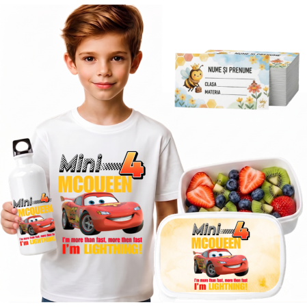 Set Promo Back to School McQueen– Tricou + Cutie + Bidon Personalizat pentru copilul tău [1]