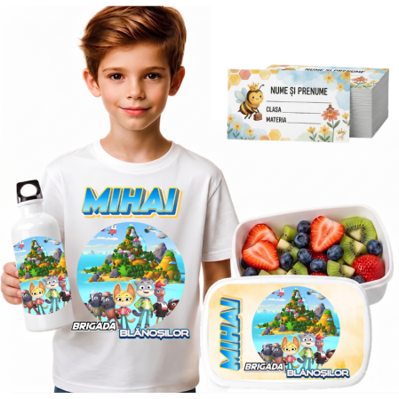Seturi Complete Back to School - Set Promo Back to School Brigada blanosilor – Tricou + Cutie + Bidon Personalizat pentru copilul tău